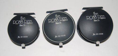 ROSS S-SERIES. SALT WATER REELS. [Etna CA. ] MATCHED SET OF 3 WITH MATCHING SERIAL NUMBERS.